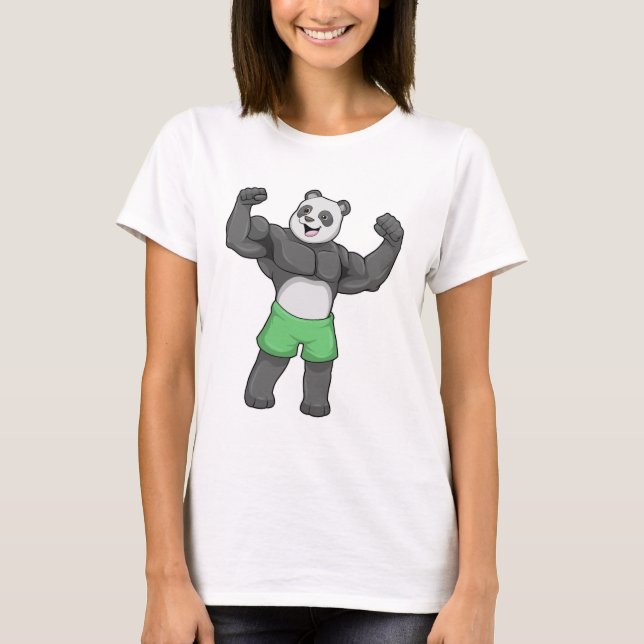 T-shirt Panda en Bodybuilder au Bodybuilding (Devant)