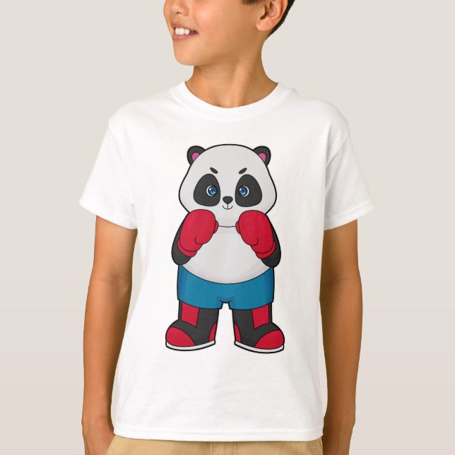 T-shirt Panda en boîte avec gants de boxe (Devant)