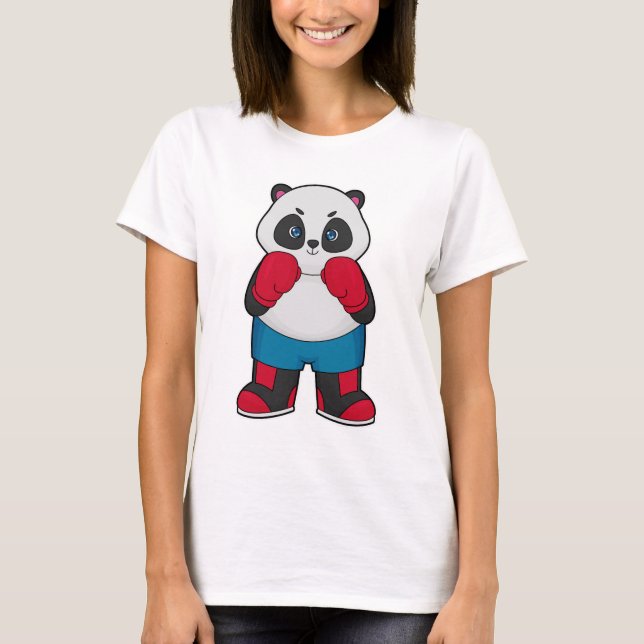 T-shirt Panda en boîte avec gants de boxe (Devant)
