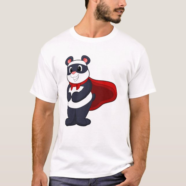 T-shirt Panda en héros avec Masque et Cap (Devant)