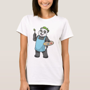 T-shirt Panda en peintre avec pinceau et couleur