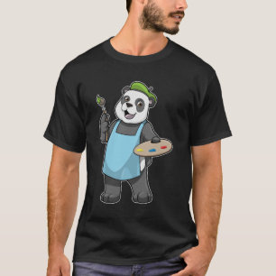 T-shirt Panda en peintre avec pinceau et couleur