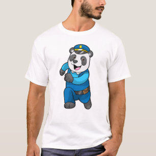 T-shirt Panda en tant qu'officier de police avec casquette