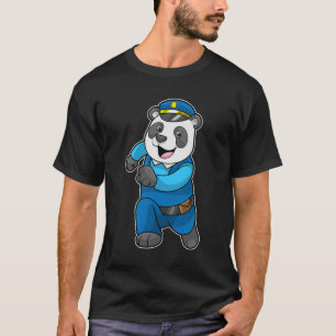 T-shirt Panda en tant qu'officier de police avec casquette