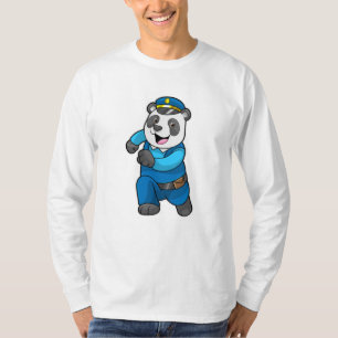 T-shirt Panda en tant qu'officier de police avec casquette