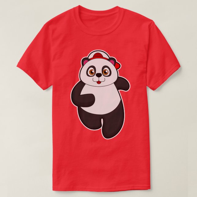 T-shirt Panda en train de courir avec cap (Design devant)