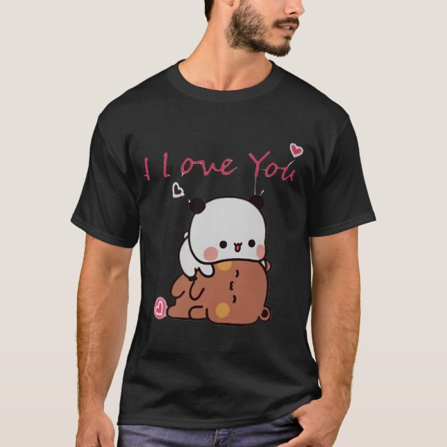 T-shirt Panda Et Brownie - Véritable Amour Bubu Dudu Coupl (Devant)
