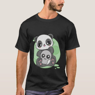 T-shirt Panda Et Crânes Et Squelette Anime Manga Moon Zoo