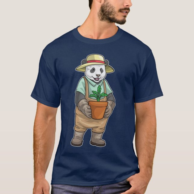 T-shirt Panda Gardener Seedling Garden (Devant)