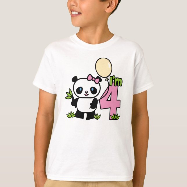 T-shirt Panda Girl 4e anniversaire (Devant)