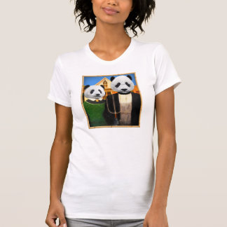 T-shirt Panda gothique américain avec cadre en bambou