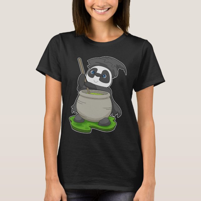 T-shirt Panda Halloween sorcière potion magique (Devant)