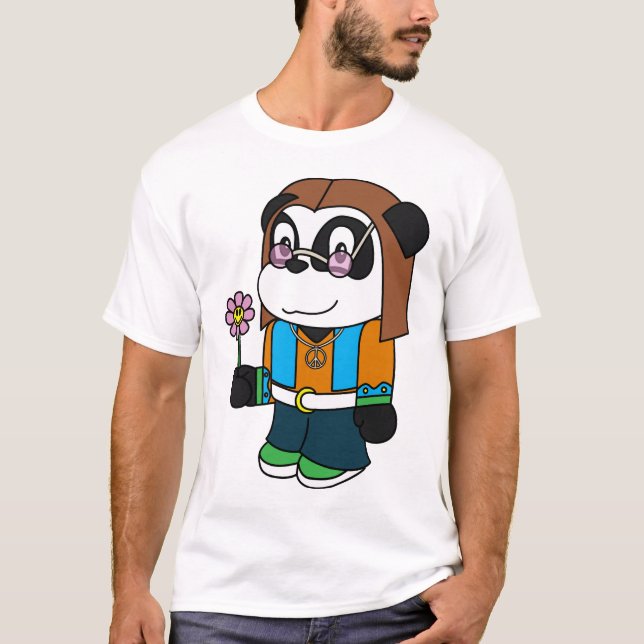 T-shirt Panda - hippie (Devant)