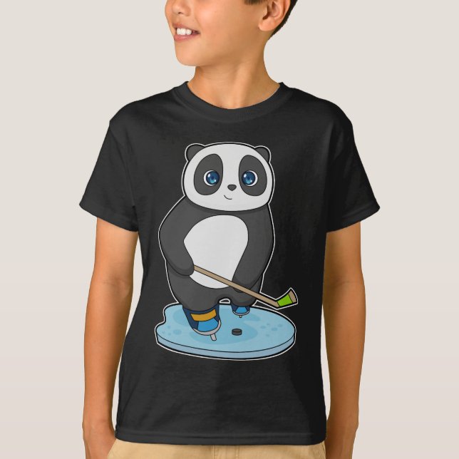T-shirt Panda Hockey sur glace bâton de hockey sur glace (Devant)