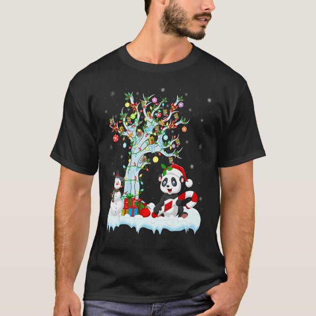 T-shirt Panda illumine Noël Arbre Snowman Panda Noël (Devant)