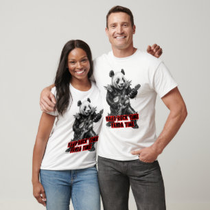 T-shirt Panda jouant du Hard Rock sur un fond Noir