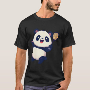 T-shirt Panda Jouer Tennis Badminton