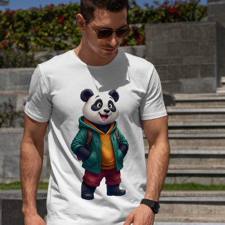 T-shirt Panda joyeux - Prêt pour l'aventure