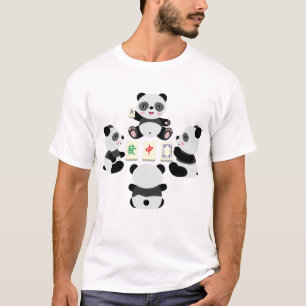 T-shirt Panda Kawaii Jouant au Mahjong