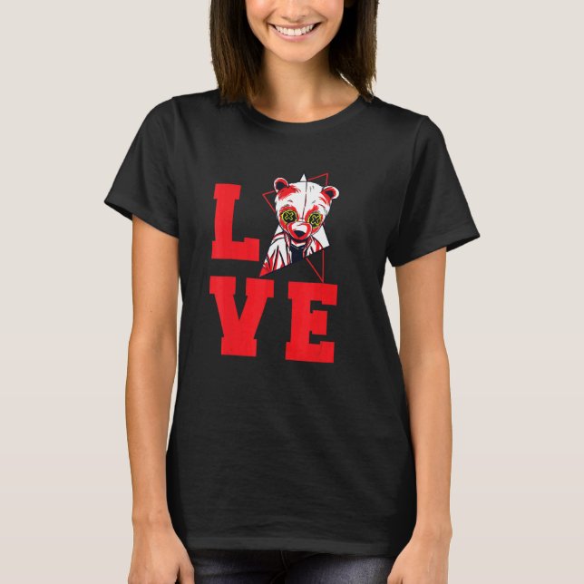 T-shirt Panda Love Cute Pandas Animal  Bamboo (Devant)