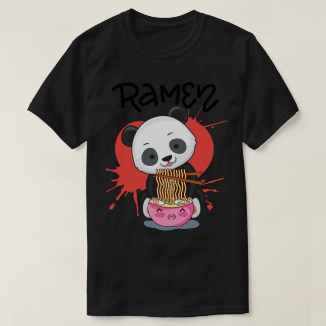 T-shirt Panda Mange Ramen - Cute Animal Friendly Panda (Design devant)