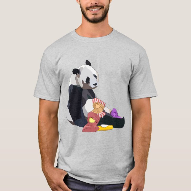 T-shirt Panda mangeant de la malbouffe (Devant)