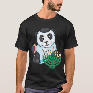 T-shirt Panda Menorah Joyeux Noël juif Hanoukka