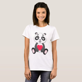 T-shirt Panda mignon de bébé tenant un coeur