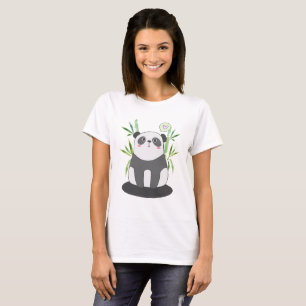 T-shirt Panda noir et blanc mignonne en Bambou