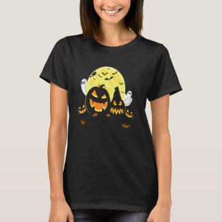 T-shirt Panda On Scary Pumpkin Halloween Full Moon Witch B