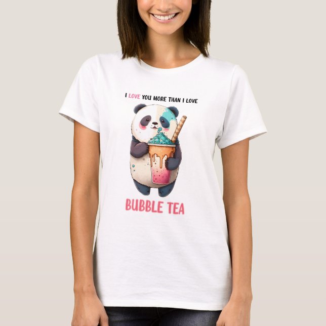 T-shirt Panda ours bulle thé boba Valentines Anniversaire (Devant)