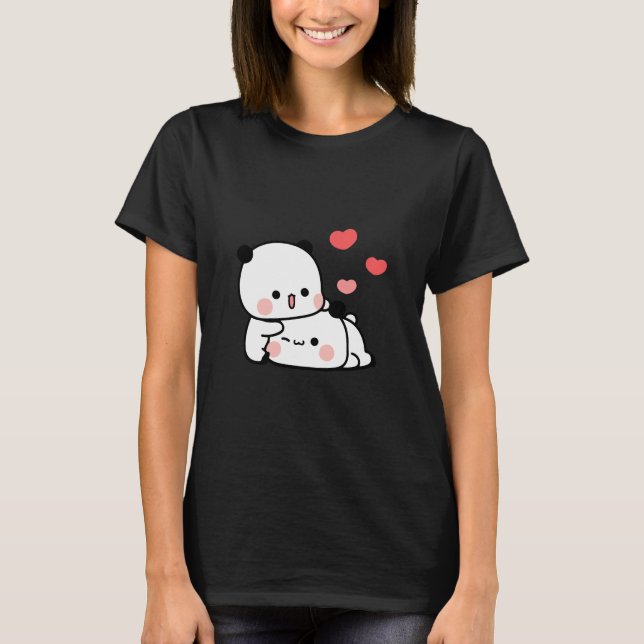 T-shirt Panda ours couple, Cute bubu et dudu câlins amour (Devant)