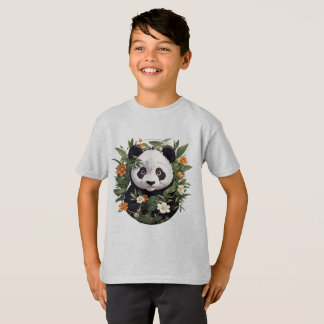 T-shirt Panda parmi les fleurs