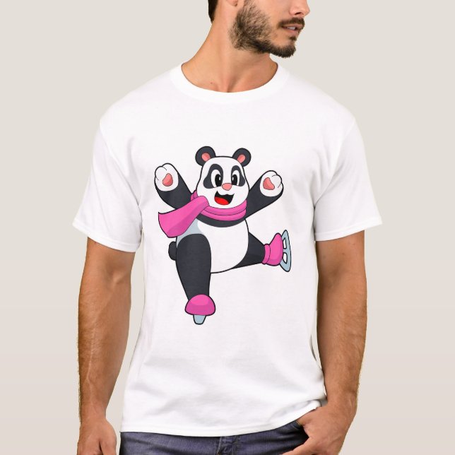 T-shirt Panda Patinage sur glace Patins sur glace (Devant)