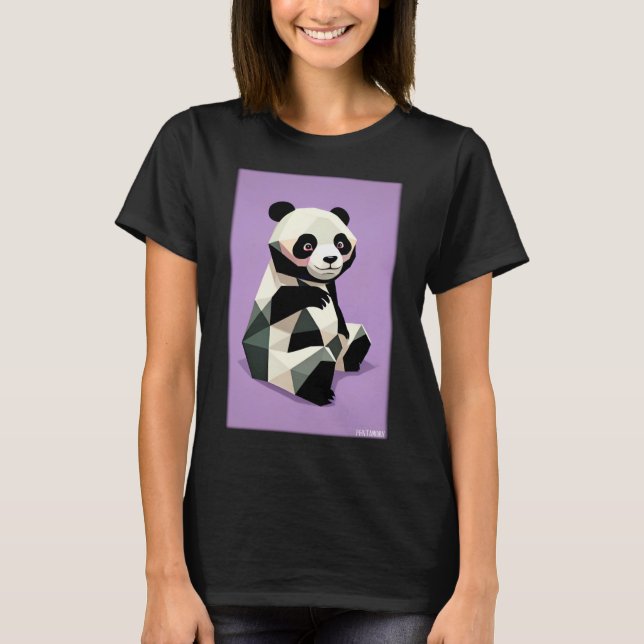 T-shirt Panda Polygon Wild Panda Ours Wild Zoo Animal (Devant)
