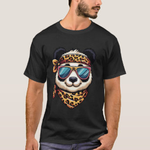 T-shirt Panda portant un écusson de léopard animal portant