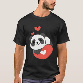T-shirt Panda pour animaux de la Saint-Valentin avec lui