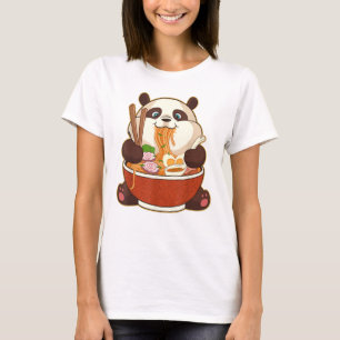 T-shirt PANDA POWEREE PAR RAMEN   Ramen mangeant Panda gra
