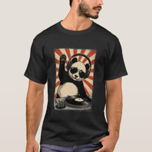 T-shirt Panda Rétro Cool DJ Pandas Drôles Musique Hommes F