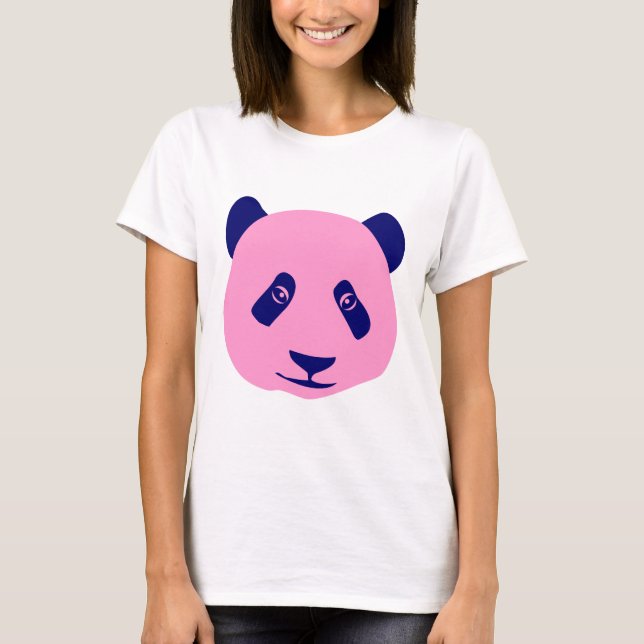 T-shirt Panda - rose et bleu foncé (Devant)