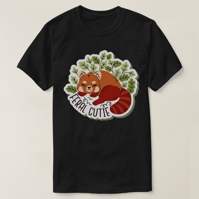 T-shirt Panda rouge à croûte férique (Design devant)