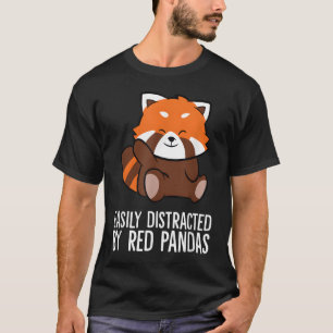 T-shirt Panda Rouge Aimé Facilement Distrait Par Pandas Ro