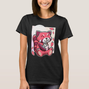 T-shirt Panda Rouge Avec Lait De Fraise