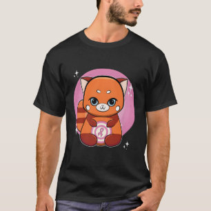 T-shirt Panda Rouge avec ruban Sensibilisation au cancer d