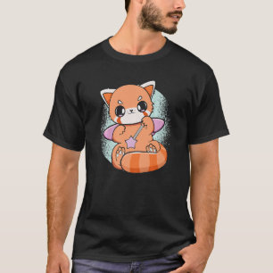 T-shirt Panda Rouge Chinois Avec Toile Magique Baguette Cu