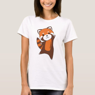 T-shirt Panda Rouge Cute Animaux Pour Enfants Kawaii