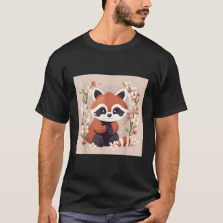 T-shirt Panda Rouge Et Fleur De Cerisier Illustration Wa D