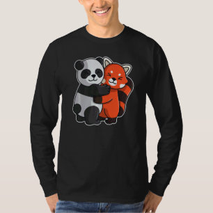 T-shirt Panda Rouge Et Panda Cute Animaux Pour Femmes Anim