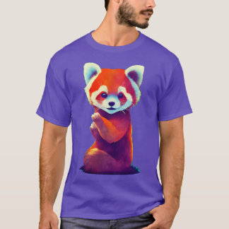 T-shirt Panda rouge mignon 14