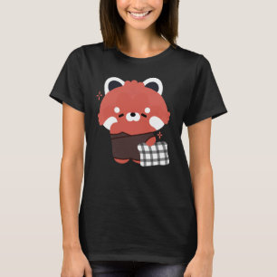 T-shirt Panda rouge mignonne dorée